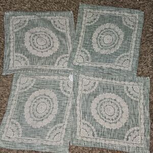 Set Of 4 Mandala Placemats Seafoam Green Made in India Napkin Tabletop Decor